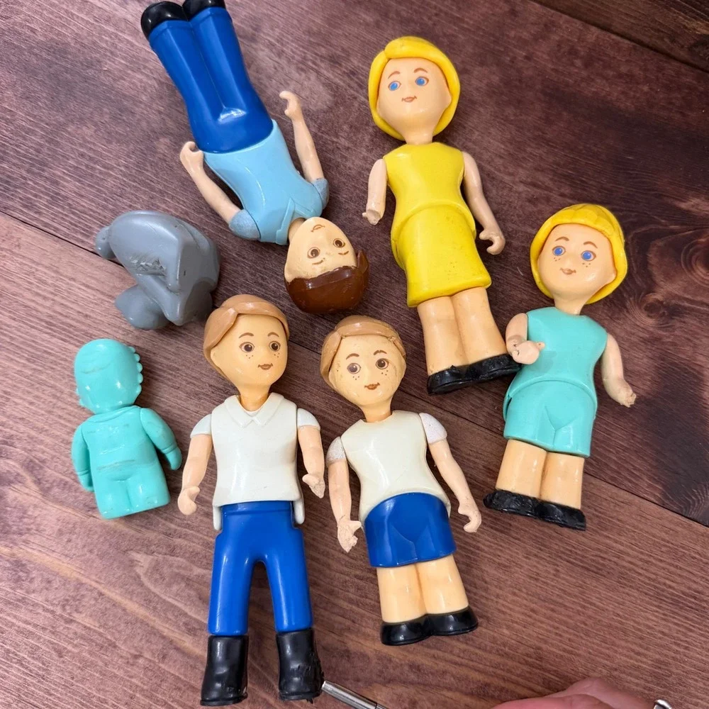 Fisher Price Little People Dollhouse Figures Lot Horse Cat Babies 11pc Vintage